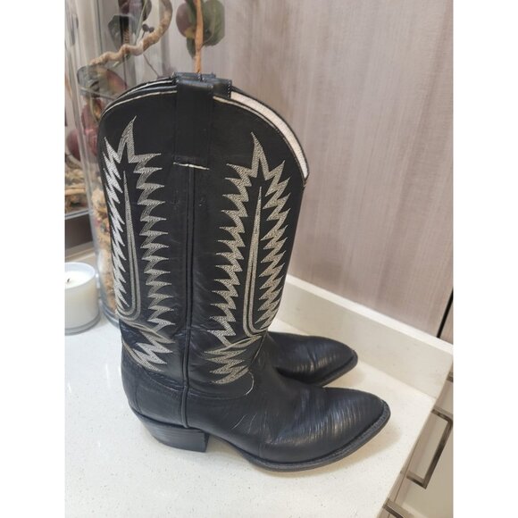 Cowtown USA Cowboy Black Boots Men’s 10.5 D Exotic Western EUC Black - Picture 4 of 10